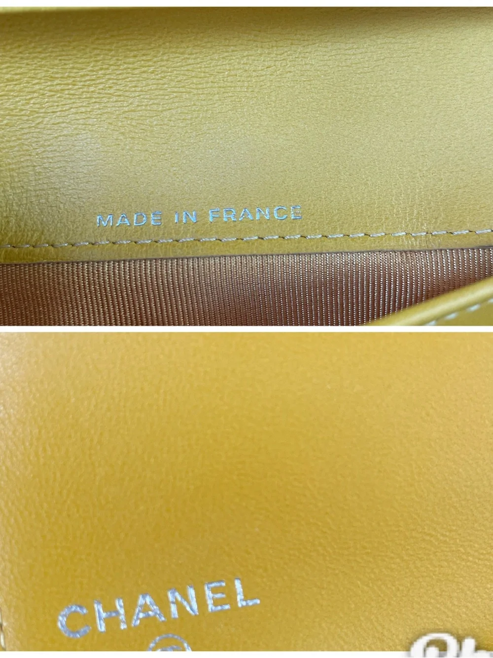 AUTH. Chanel Flap trifold wallet with silver tone hardware.